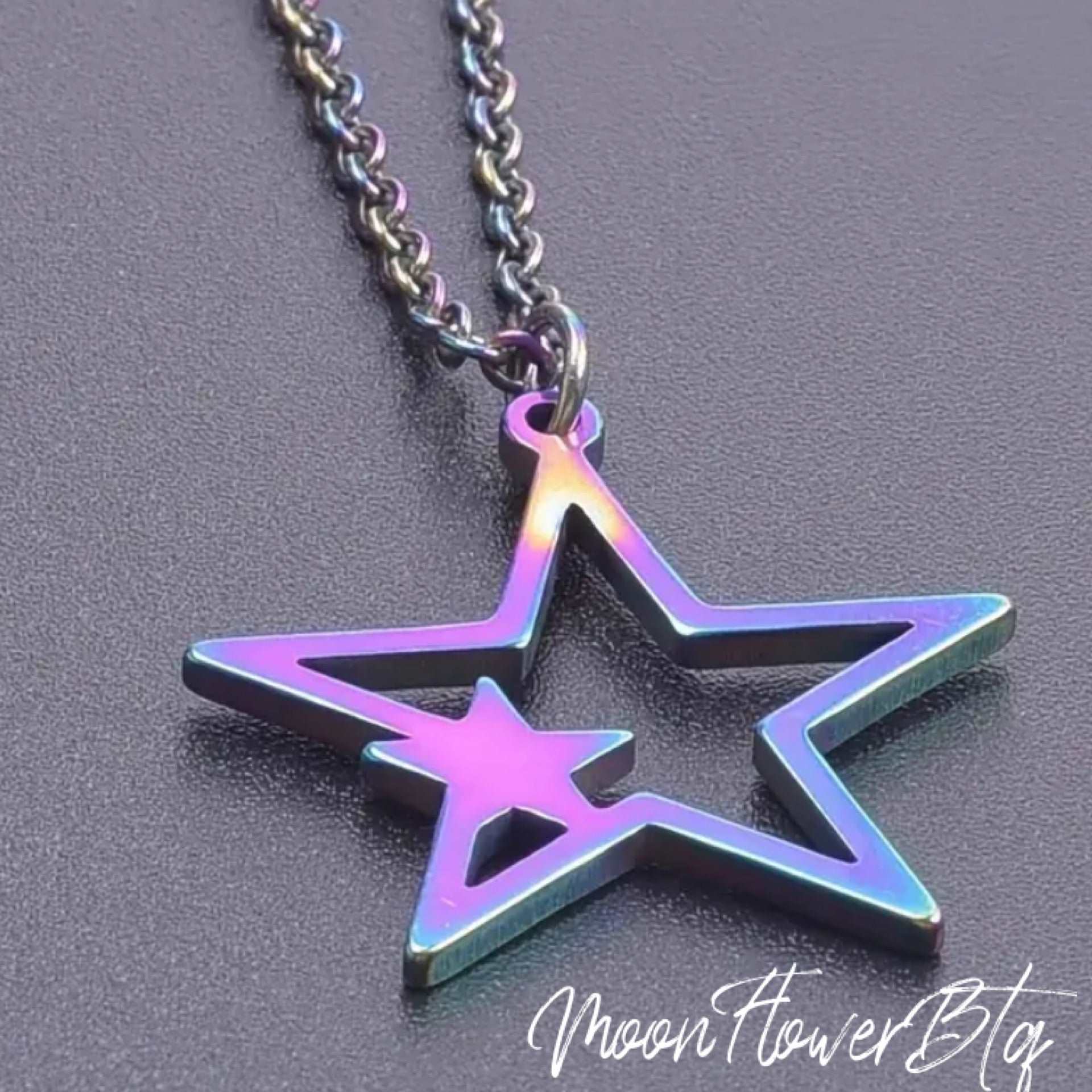 Rainbow Open Star Pendant Necklace