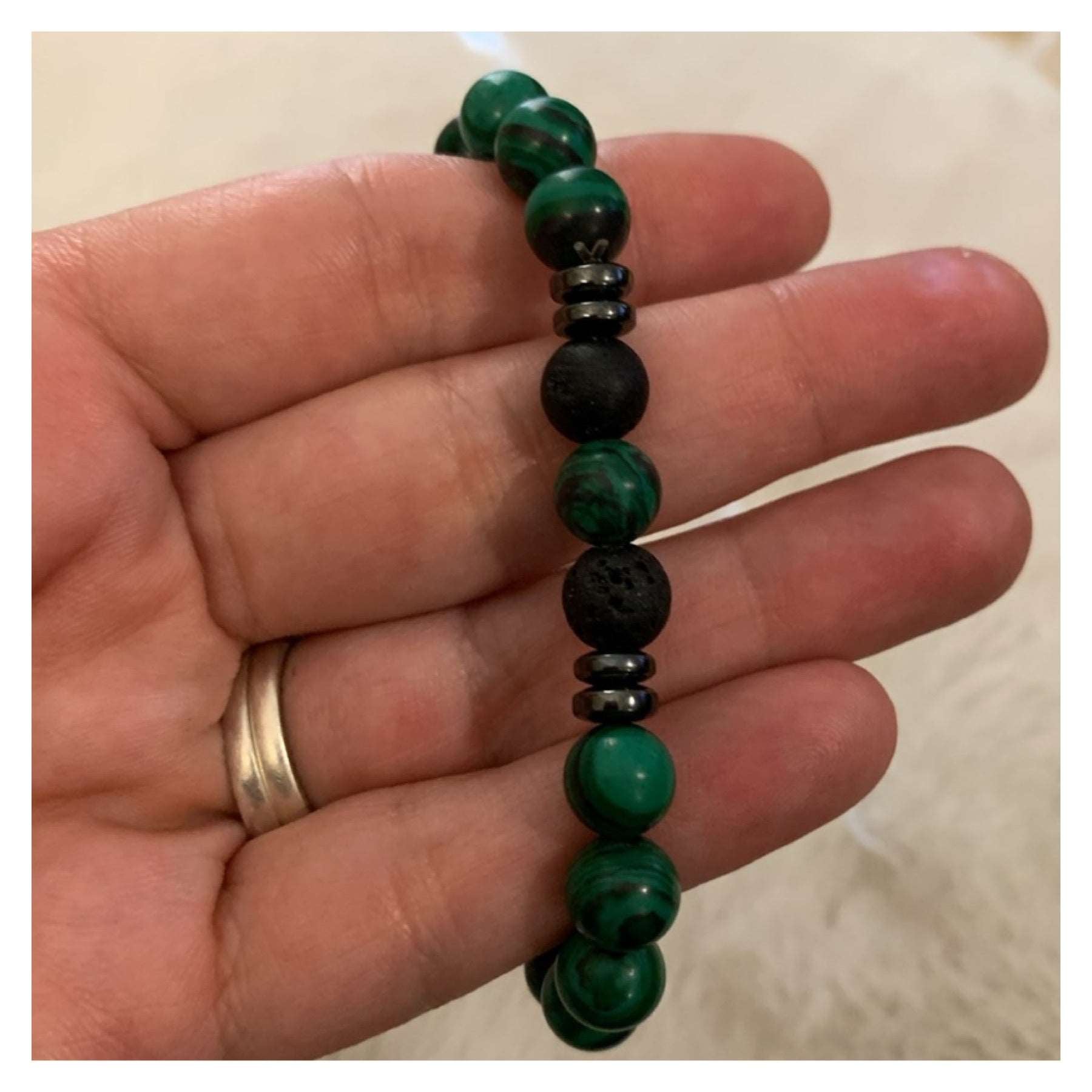 Malachite and Lava Stone Bracelet