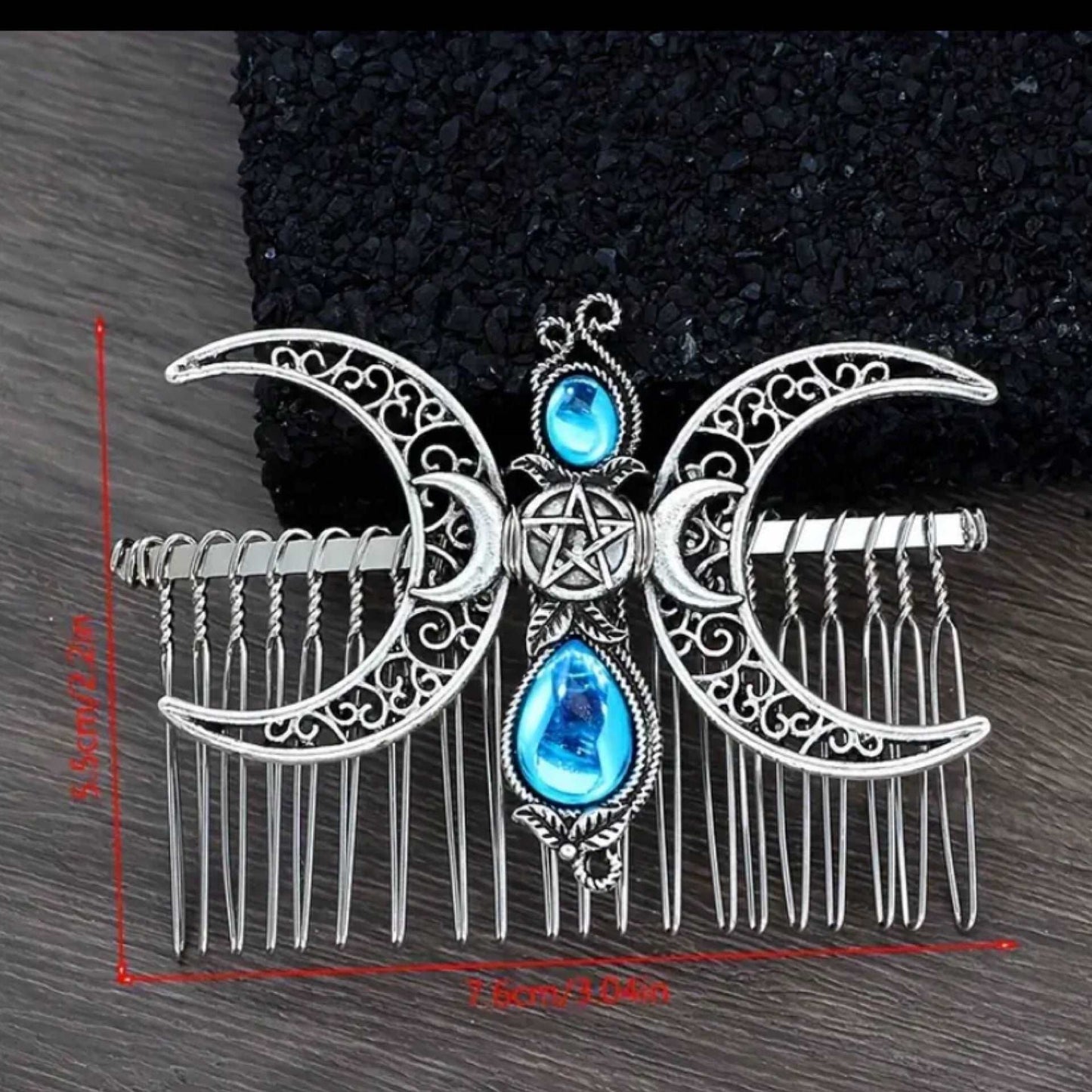 Silver Double Moon Hair Comb