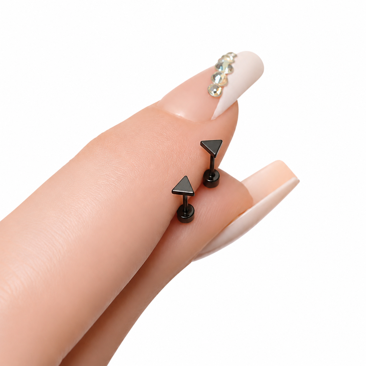 Black Triangle Flat Back Stud Earrings