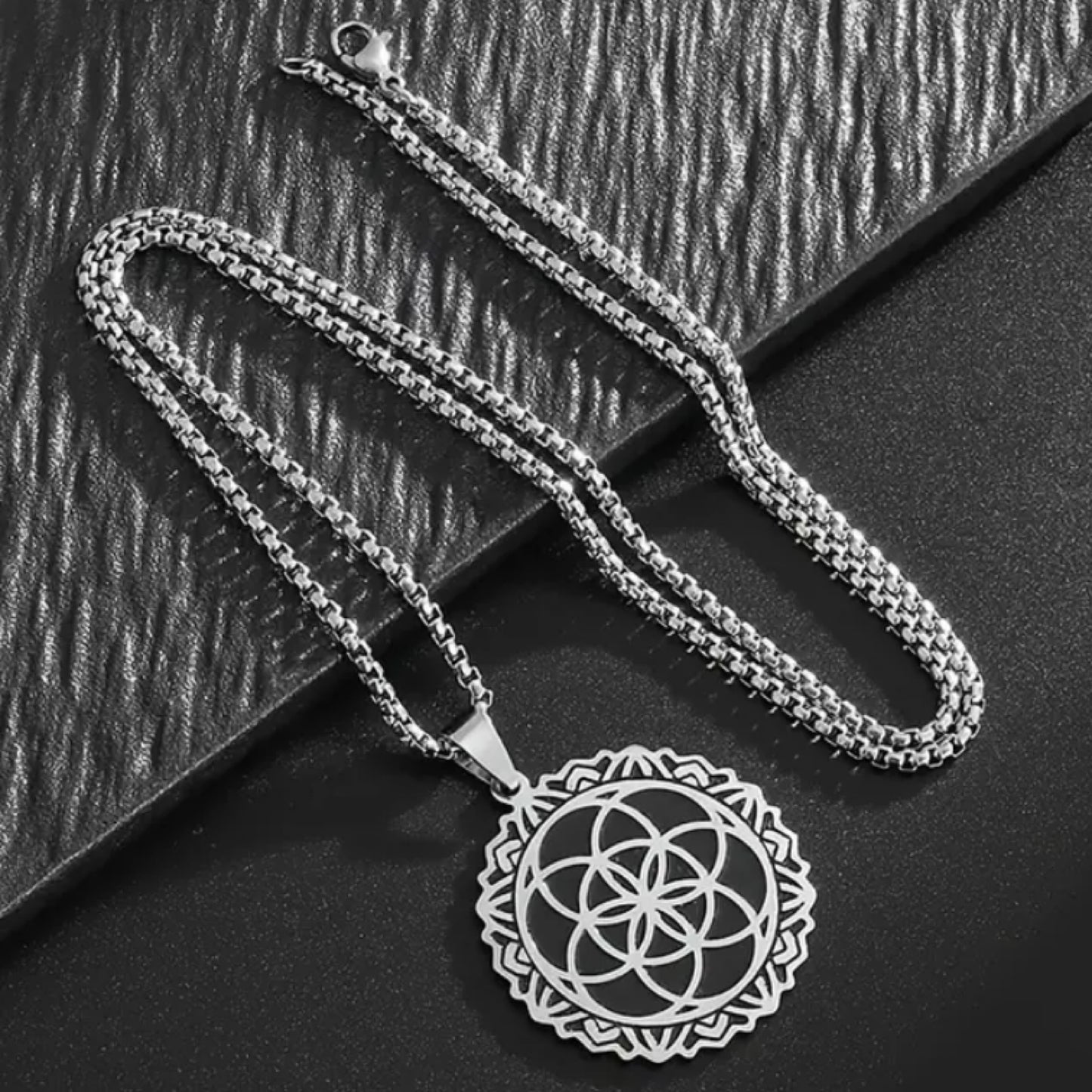 Silver Seed of Life Mandala Pendant Necklace