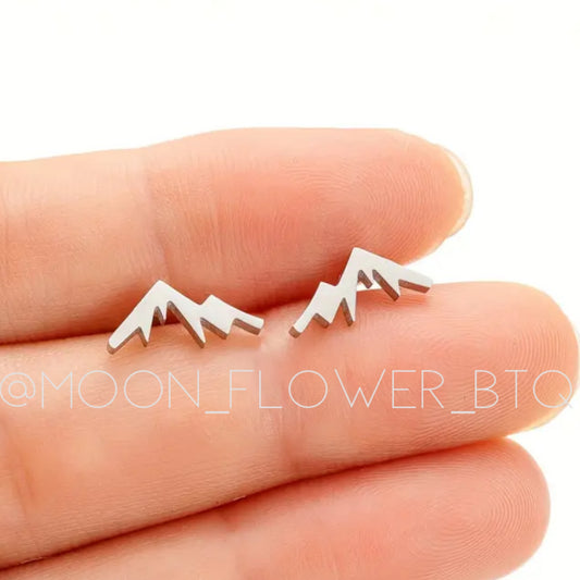 Tiny Mountain Peak Stud Earrings