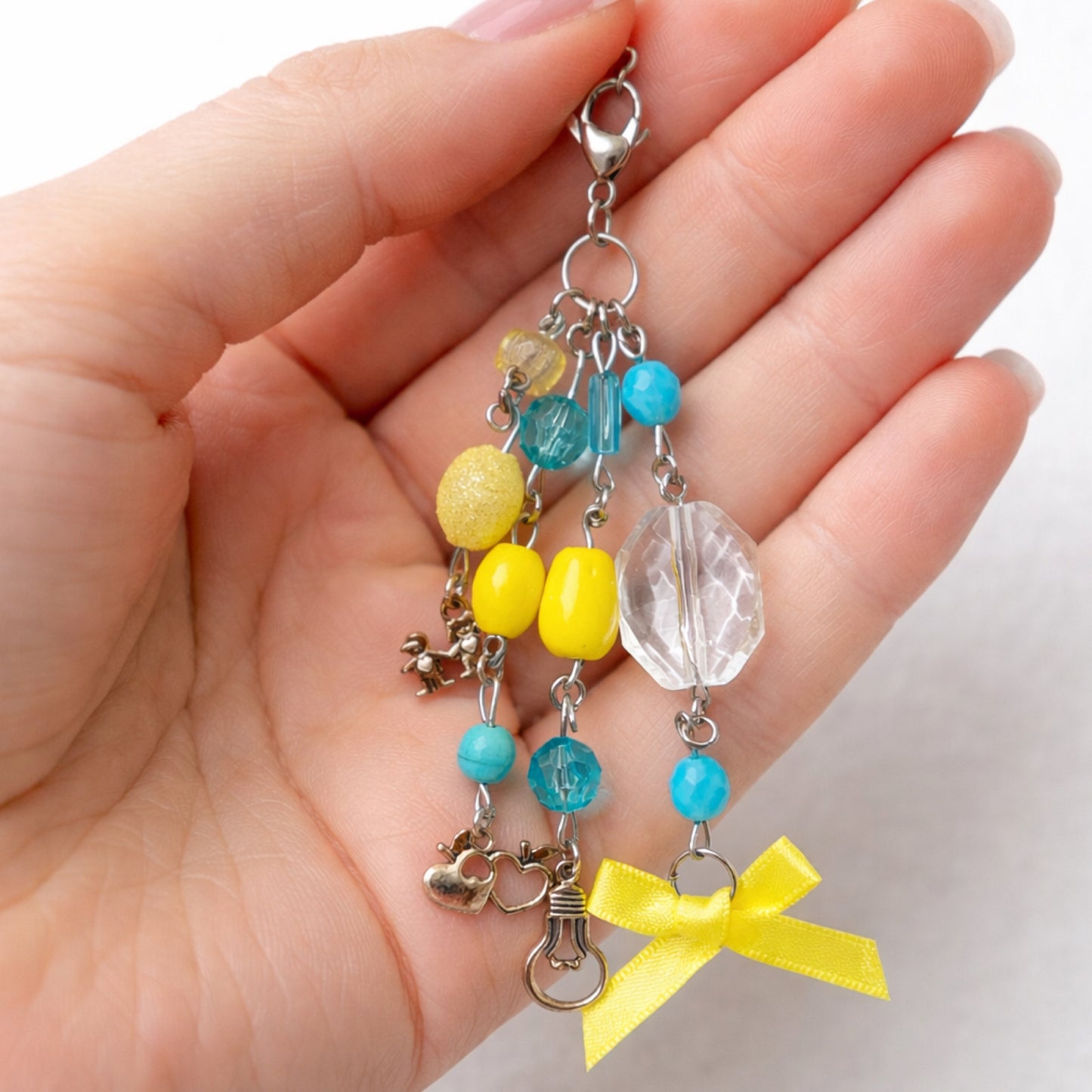 Teacher Beaded Charm Keychain – Apple Heart, Kids & Lightbulb