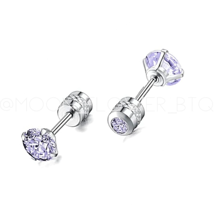 Light Purple CZ Double Ended Cartilage Earrings