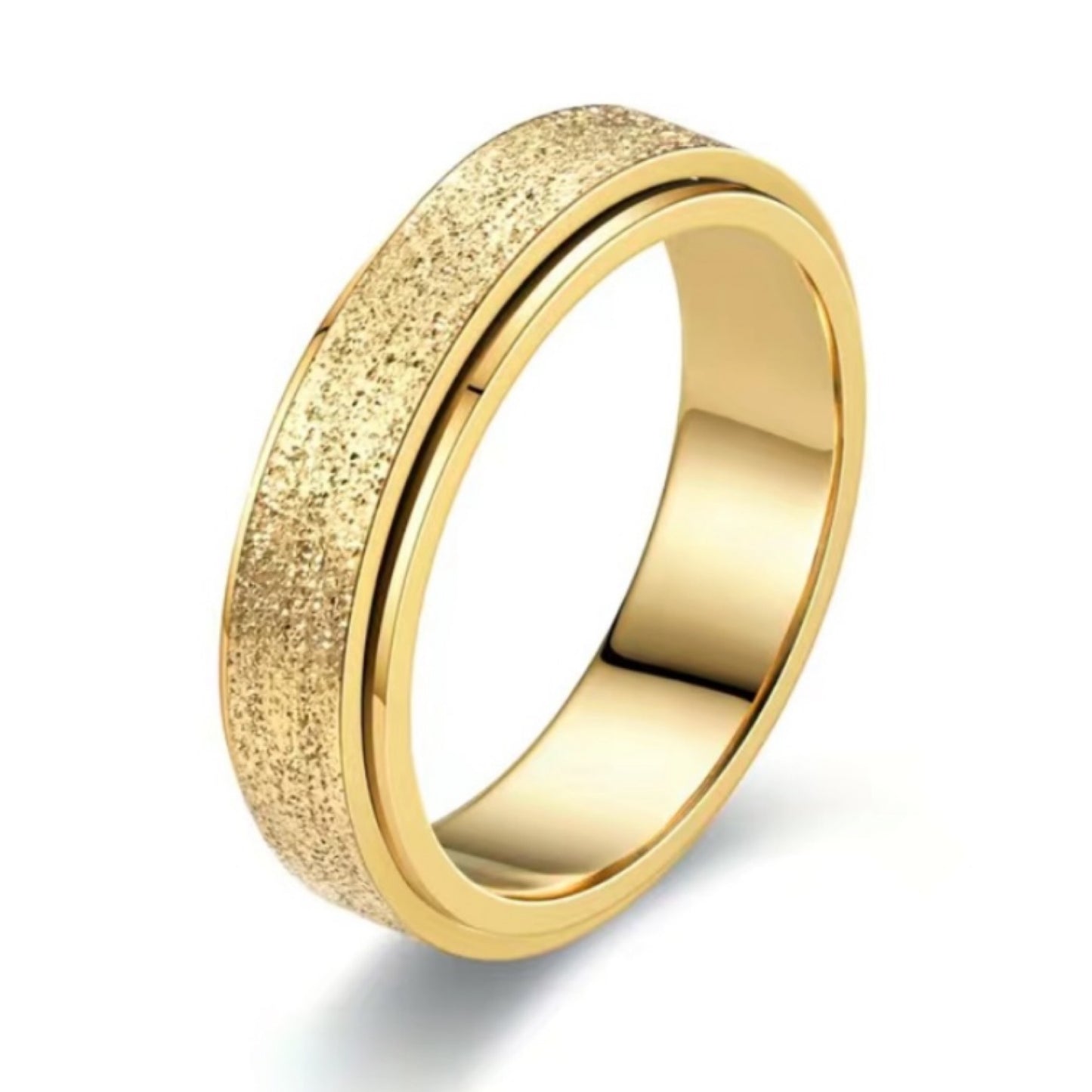 Sparkly Gold Stainless Steel Anxiety Fidget Spinner Ring