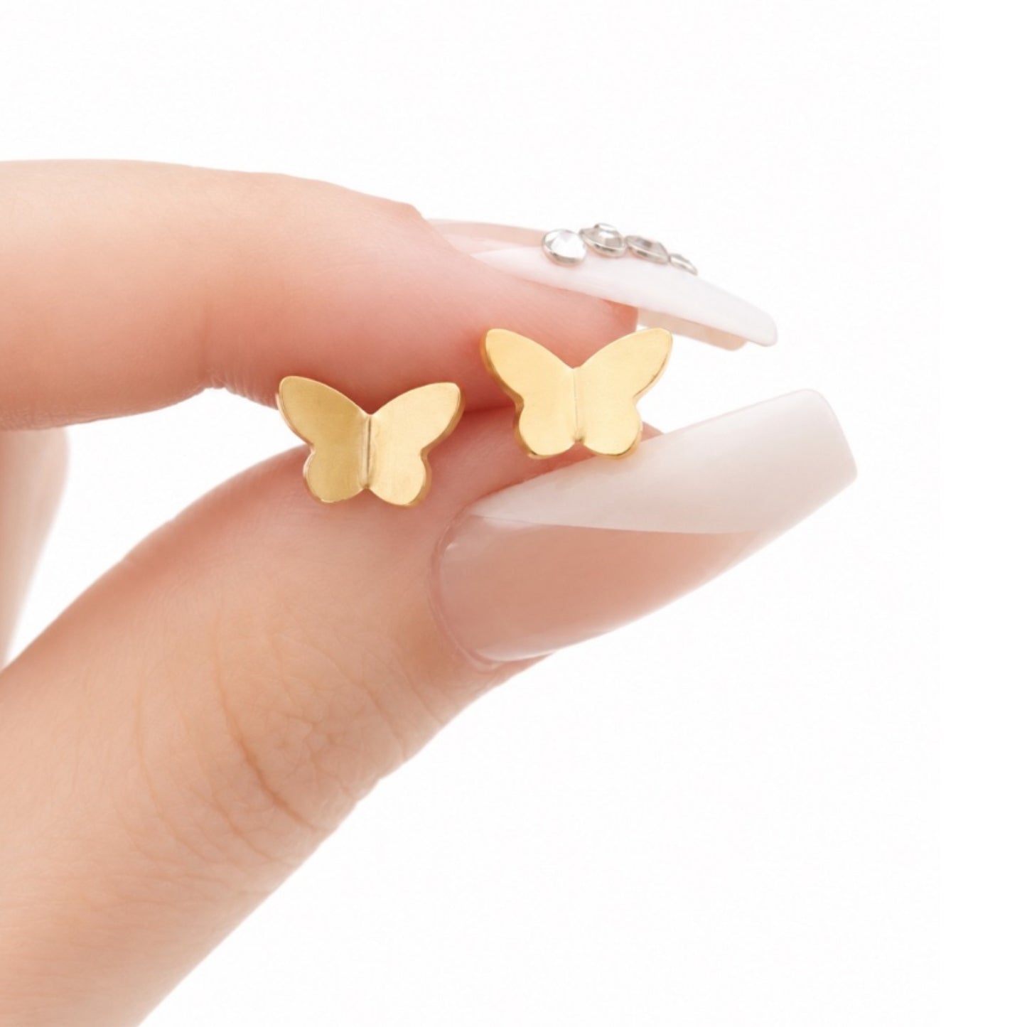 Gold Butterfly Flat Back Stud Earrings