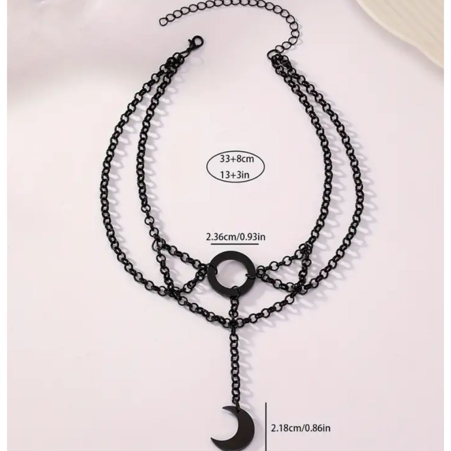 Gothic Crescent Moon Pendant Choker Necklace