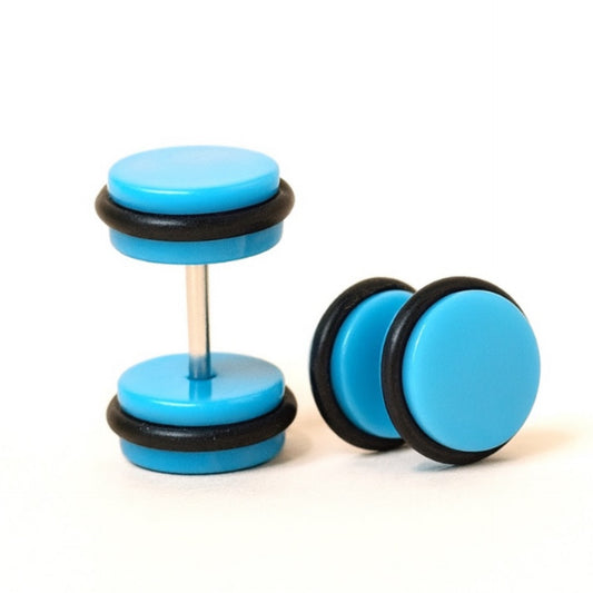 Blue Faux Gauge Fake Plug Stud Earrings – 18G 8mm
