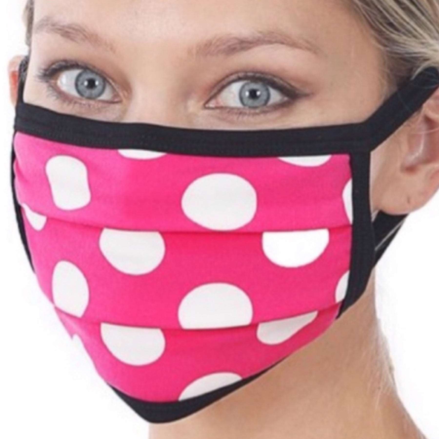 Dark Pink Polka Dot Protective Face Mask