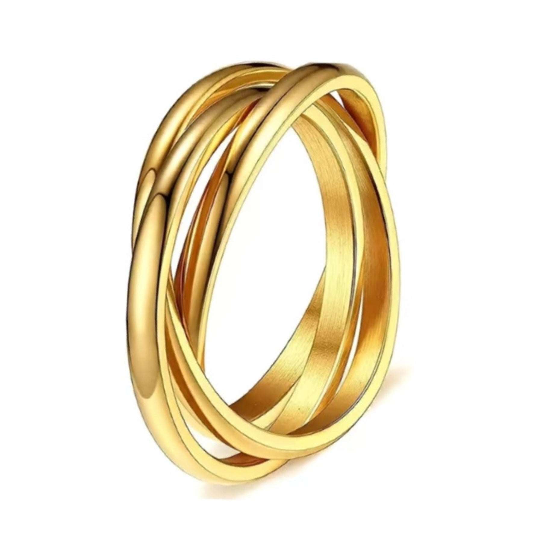 Gold Triple Interconnected Stainless Steel Anxiety Fidget Ring