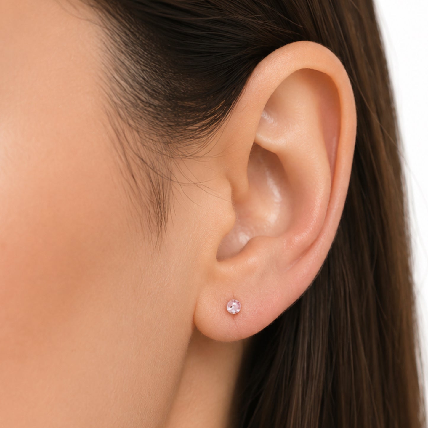 Pink Sparkle Ball Flat Back Stud Earrings - 16G 3mm