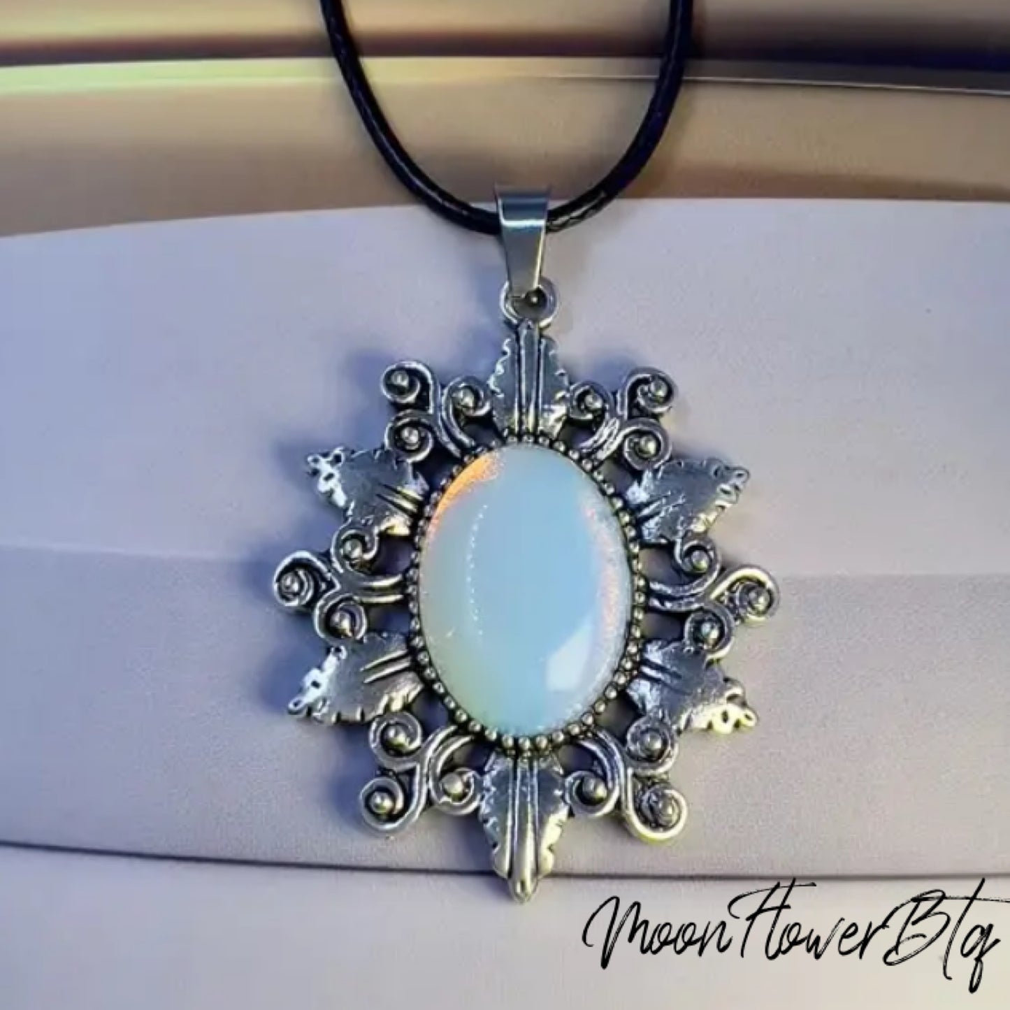 Vintage Boho Opal Pendant Necklace