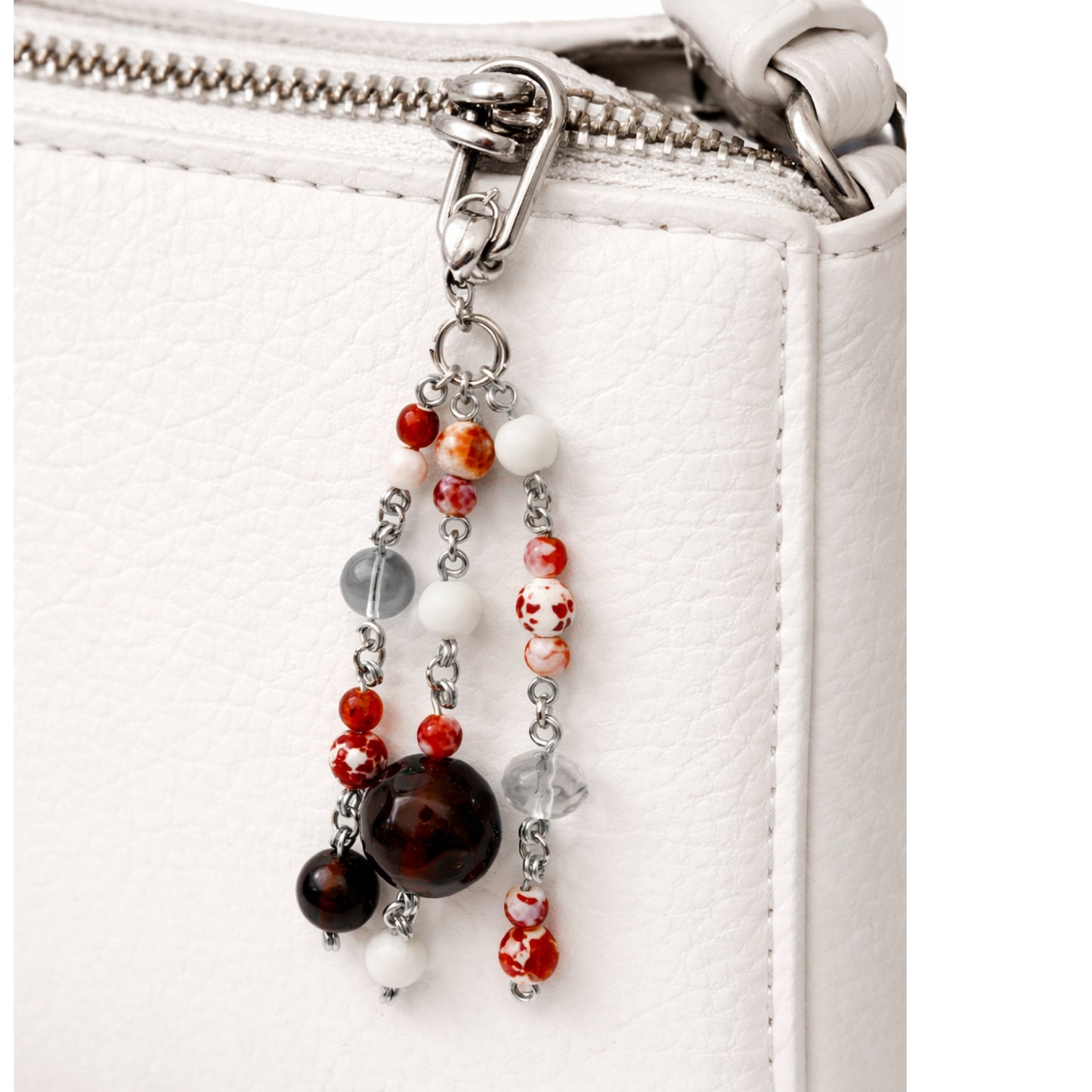 Dark Amber Beaded Charm - Keychain Bag Charm Zipper Pull Lip Balm Charm