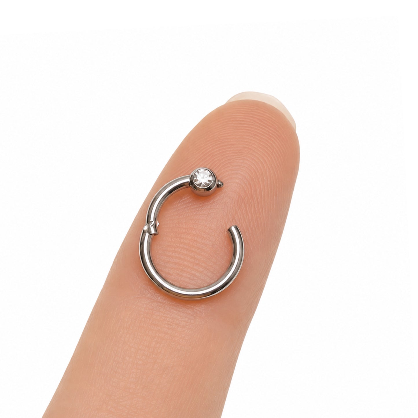 Clear CZ Clicker Hoop Ring