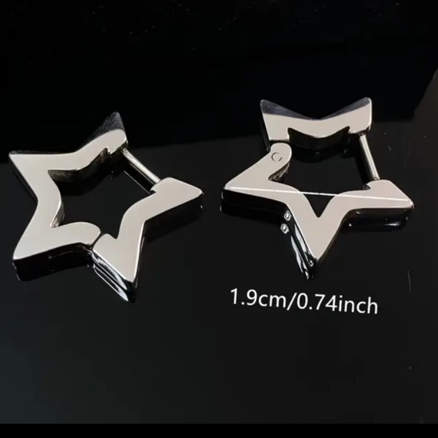 Silver Star Shaped Huggie Hoop Earrings