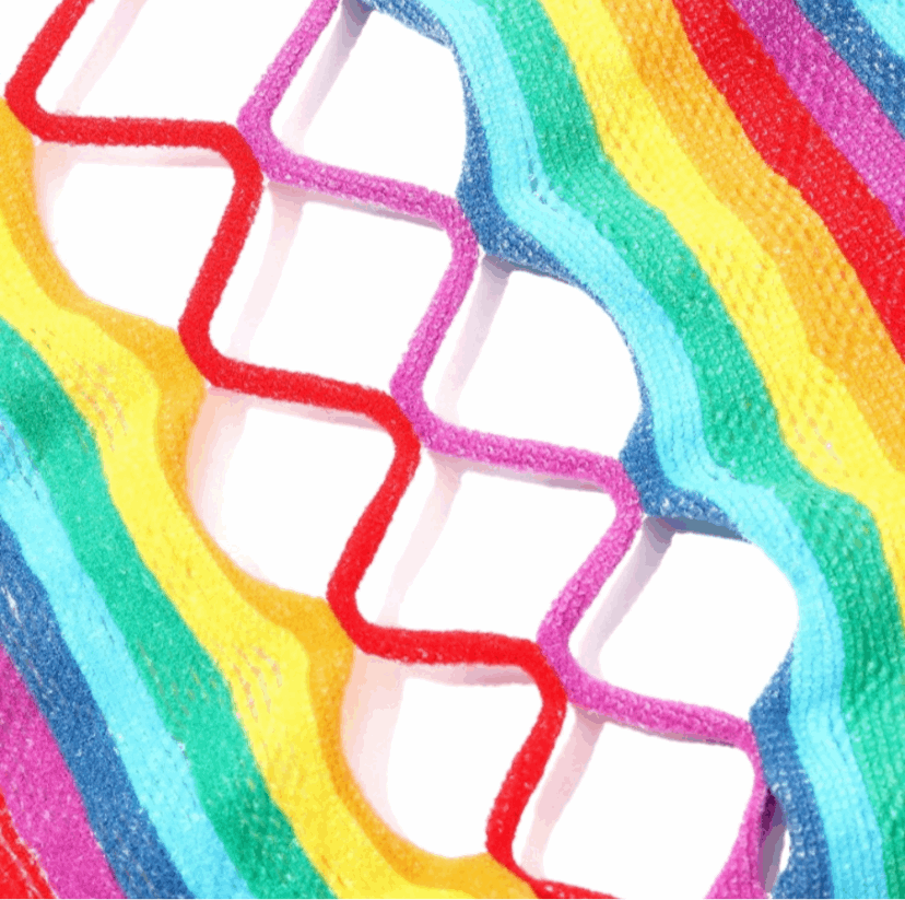 Rainbow Lace Mesh Fishnet Sleeveless Dress