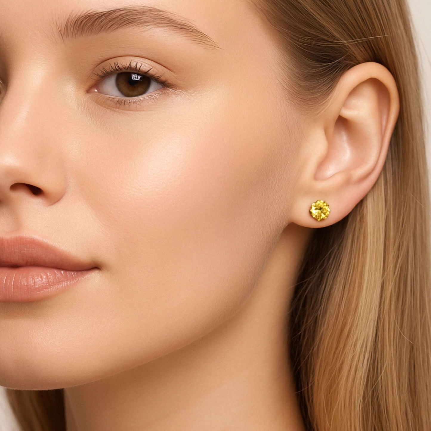 Yellow Cubic Zirconia Double Ended Earrings in Gold Plated Stainless Steel