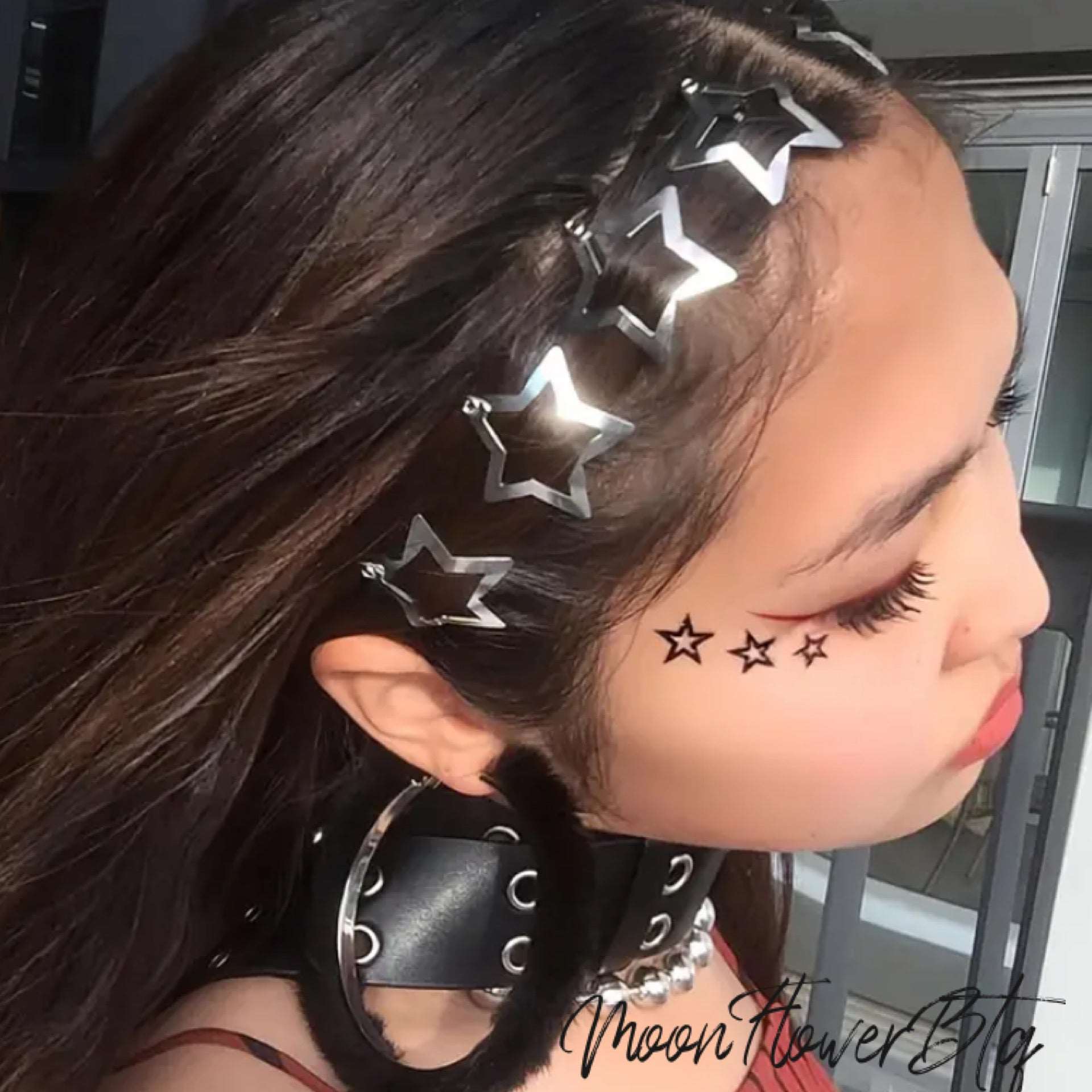 Silver Shiny Y2K Star Cutout Hair Clips 12pcs