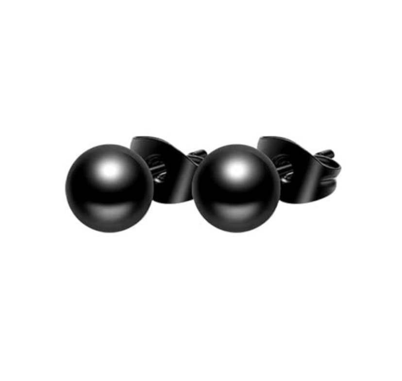 Black Ball Stud Earrings