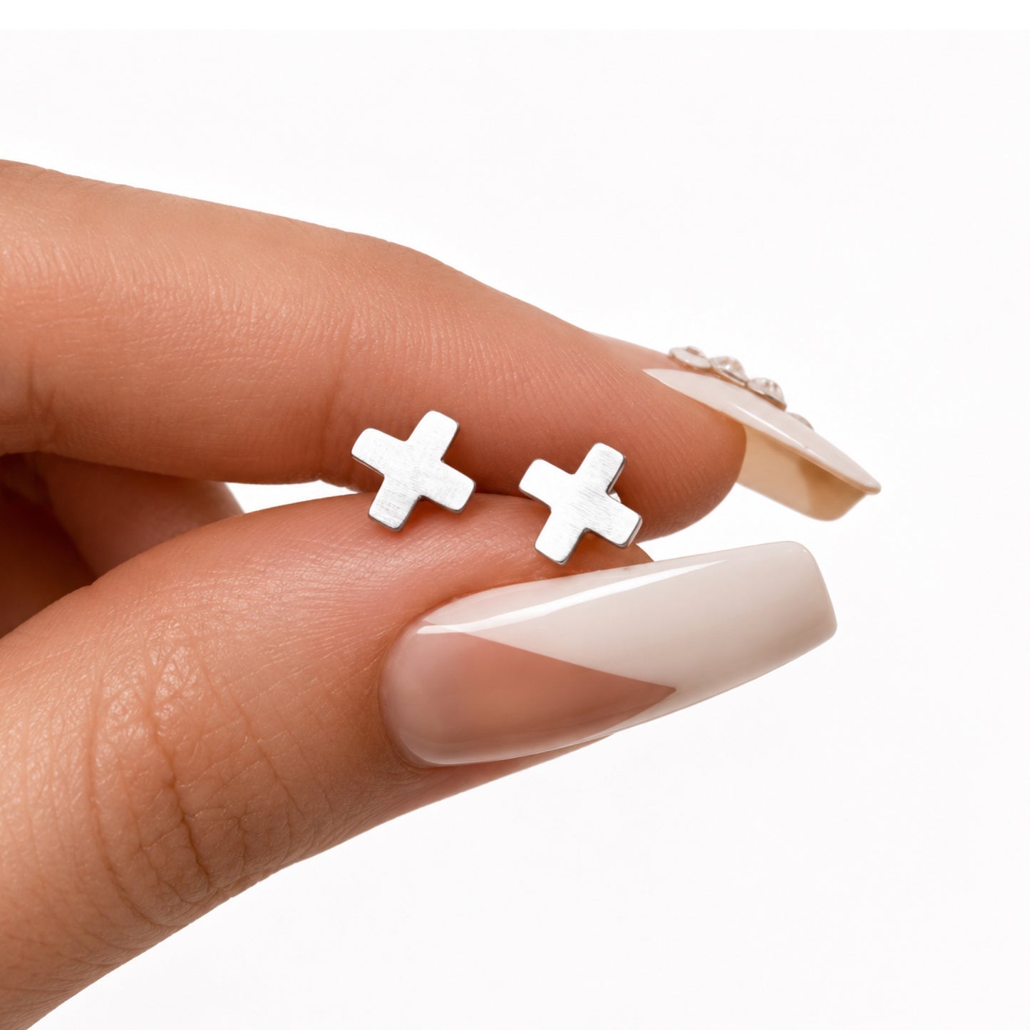 Stainless Steel X Cross Flat Back Stud Earrings