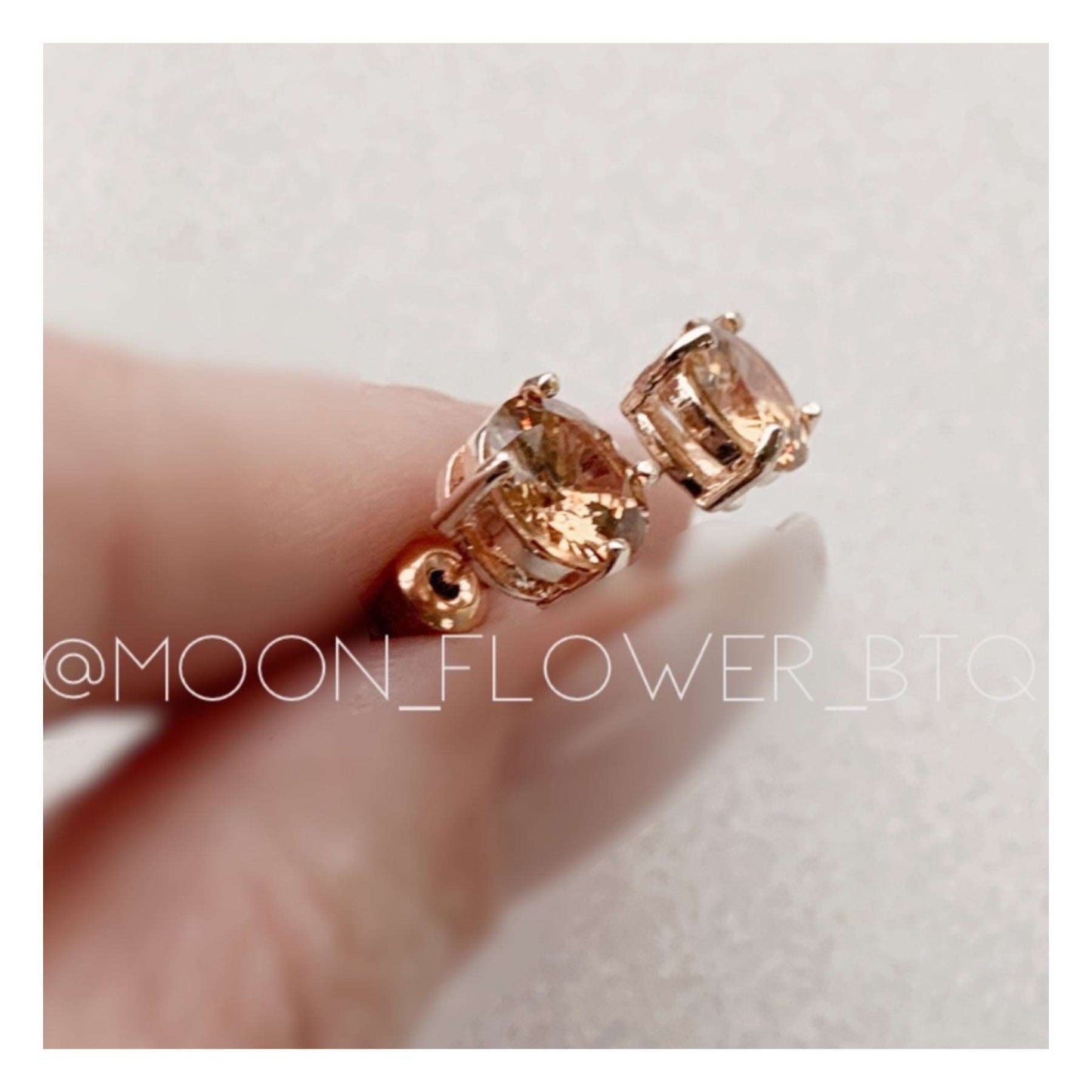 18k Rose CZ Stud Earrings