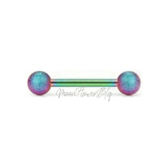 Rainbow Sandblast Tongue Ring