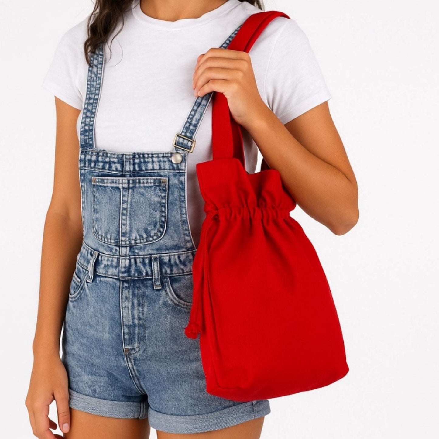 Red Drawstring Tote Bag