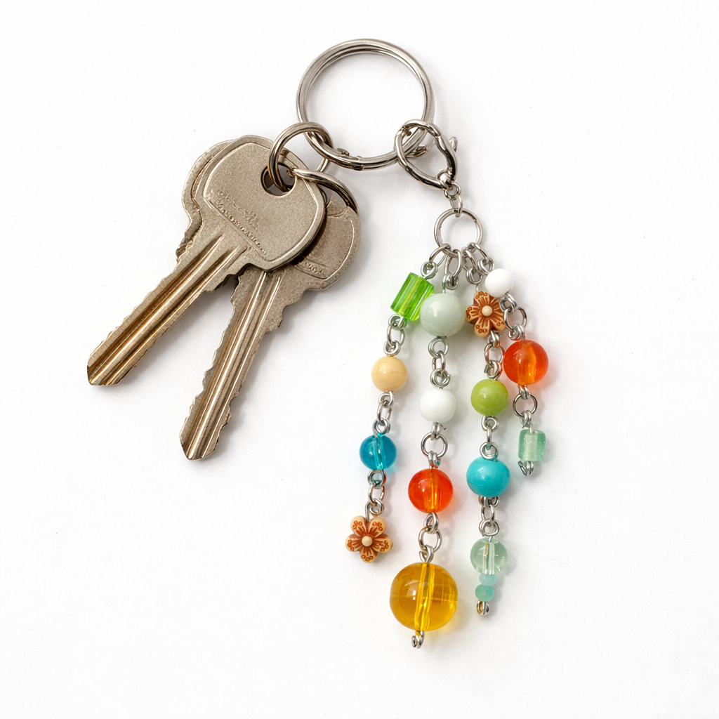 Colorful Floral Beaded Charm - Bag Charm Keychain Zipper Pull