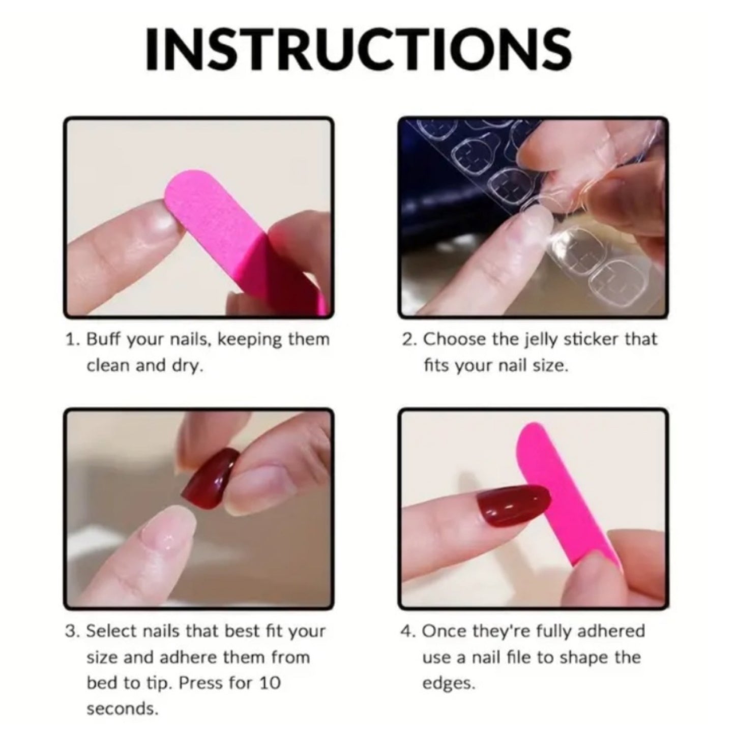 Black Star French Tip Press-On Nails – Pink Nude Coffin False Nail Set (24pcs)