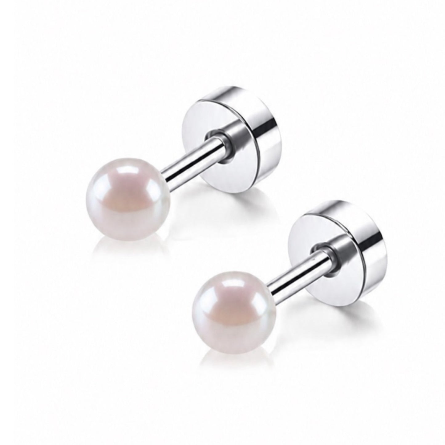 Classic Pearl Flat Back Stud Earrings