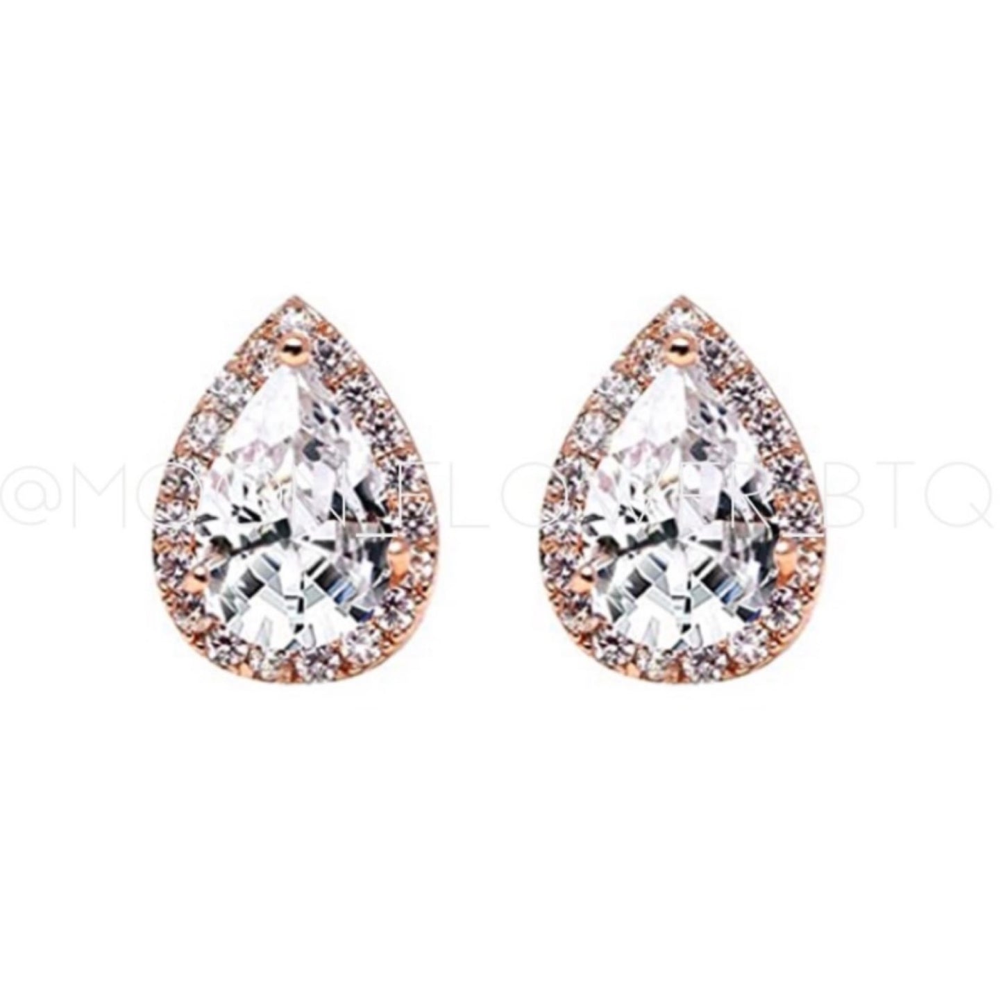 18k Rose Gold CZ Halo Stud Earrings