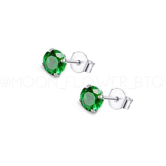 Green CZ Stud Earrings