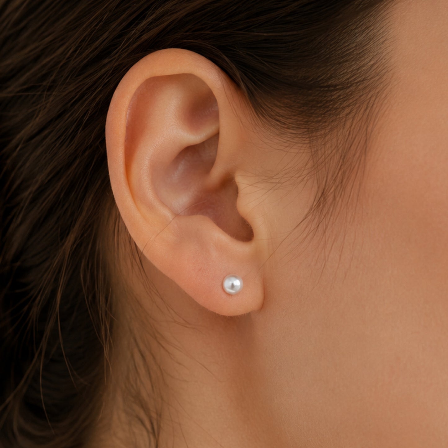 Rose Gold Pearl Flat Back Stud Earrings