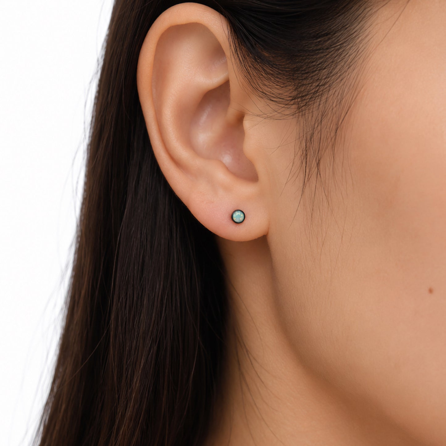 Black Opal Flat Back Stud Earrings