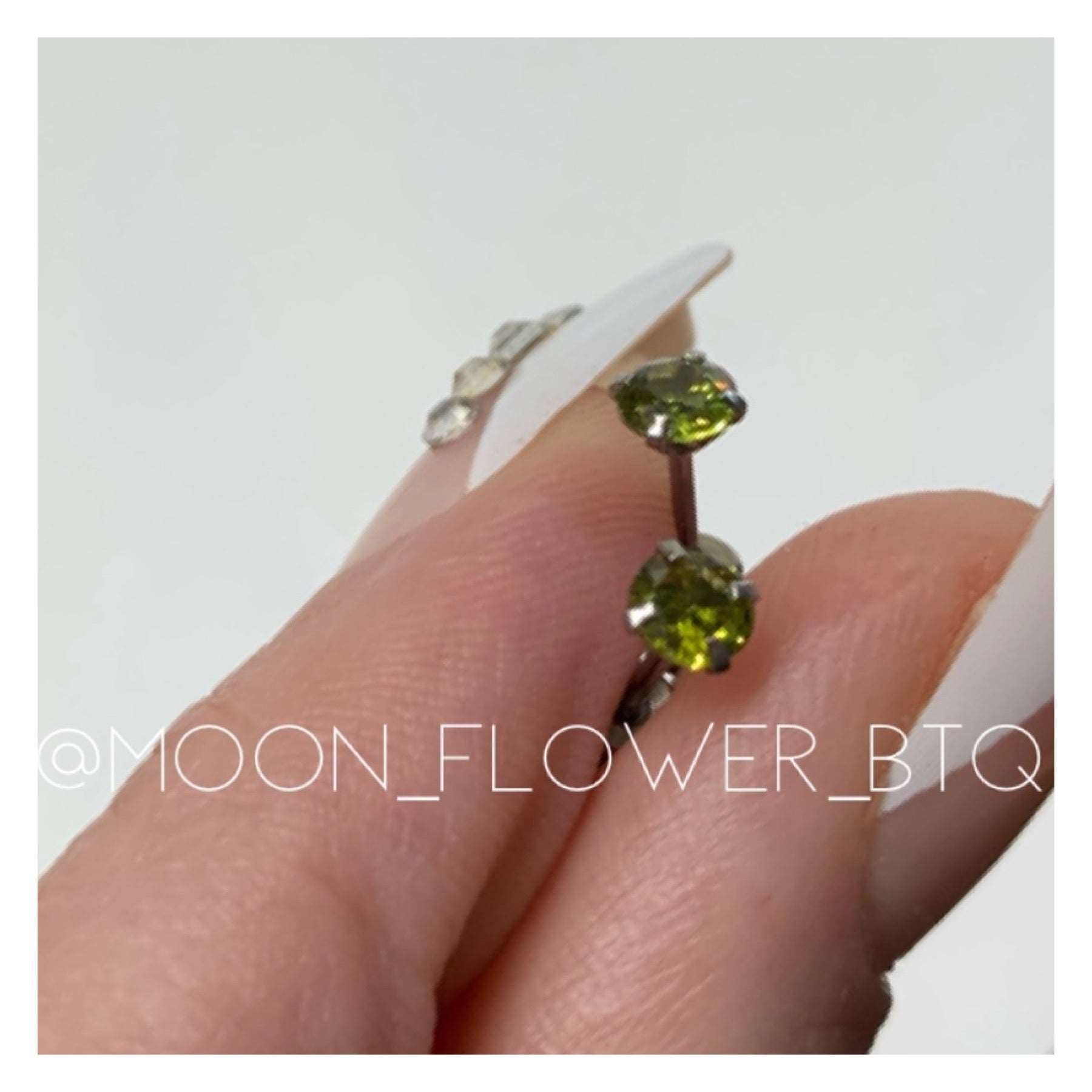 Olive Green CZ Double Ended Earrings