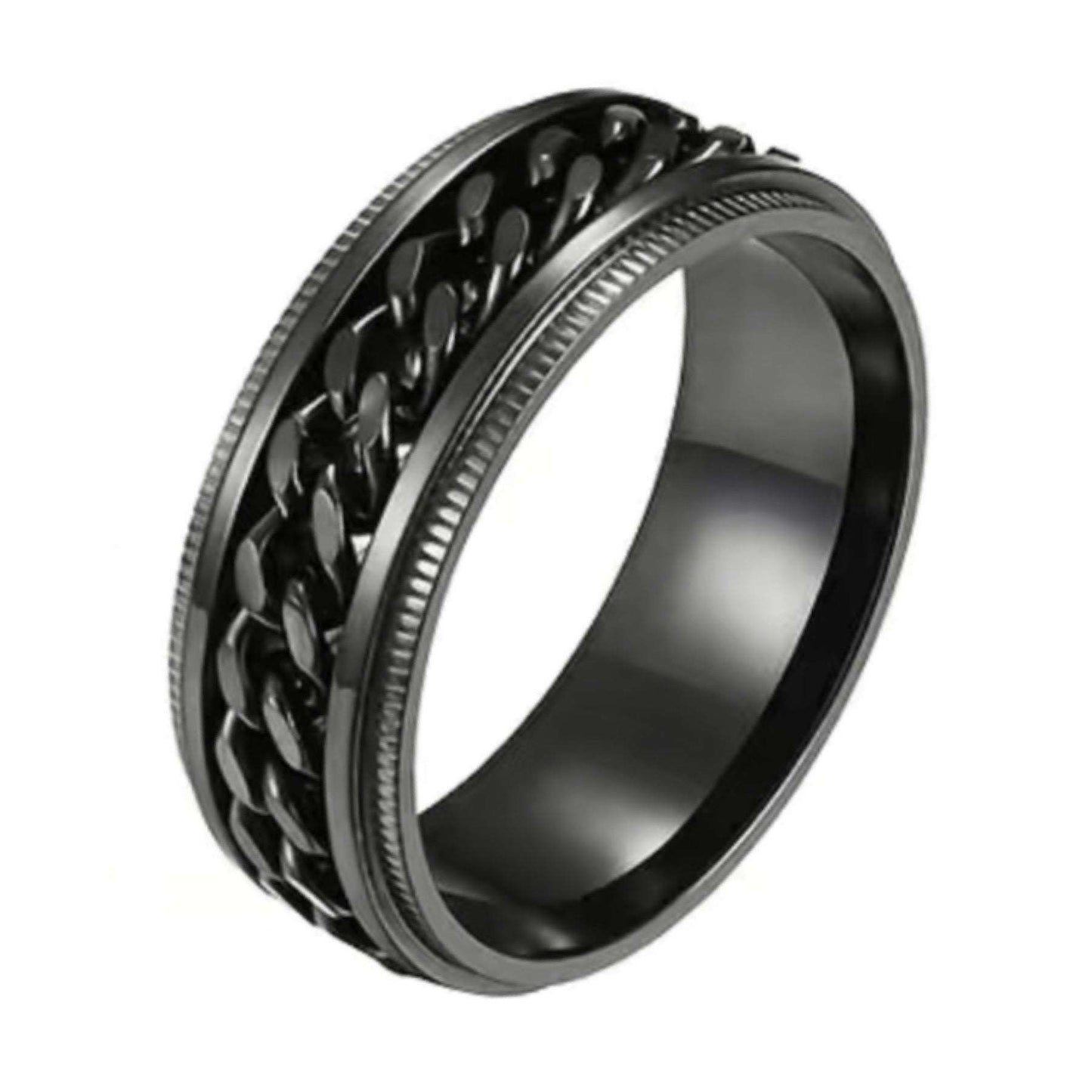 Black Chain Anxiety Fidget Spinner Ring