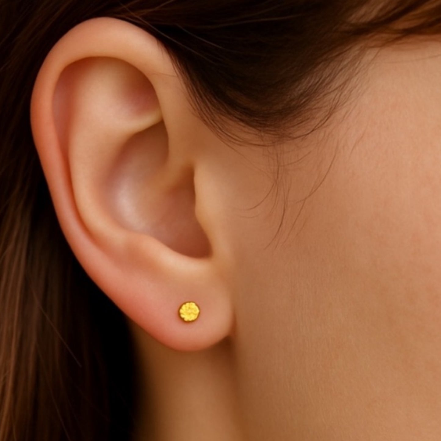 Tiny Gold Textured Dot Flat Back Stud Earrings