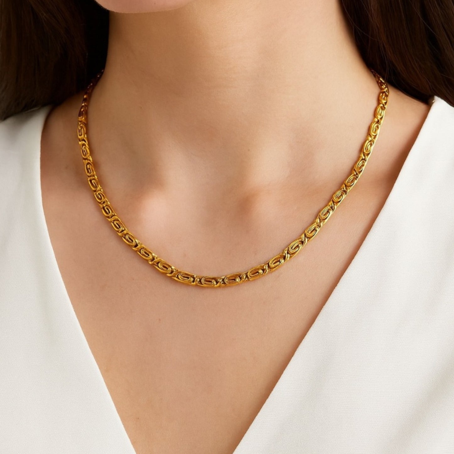 Gold Byzantine Chain Necklace | 20” 3.5mm Link | Statement Layering Jewelry