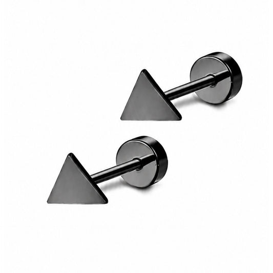 Black Triangle Flat Back Stud Earrings