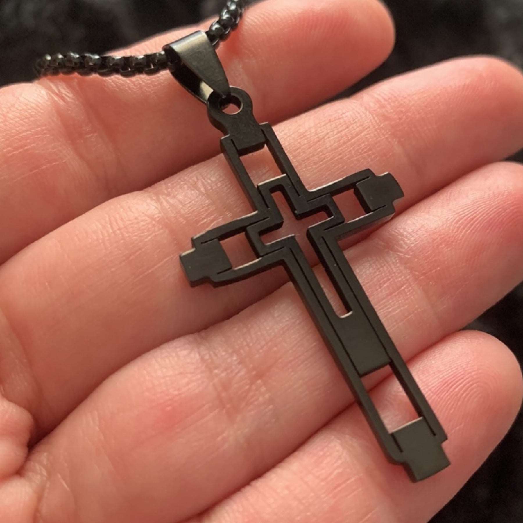 Black Cut Out Cross Necklace