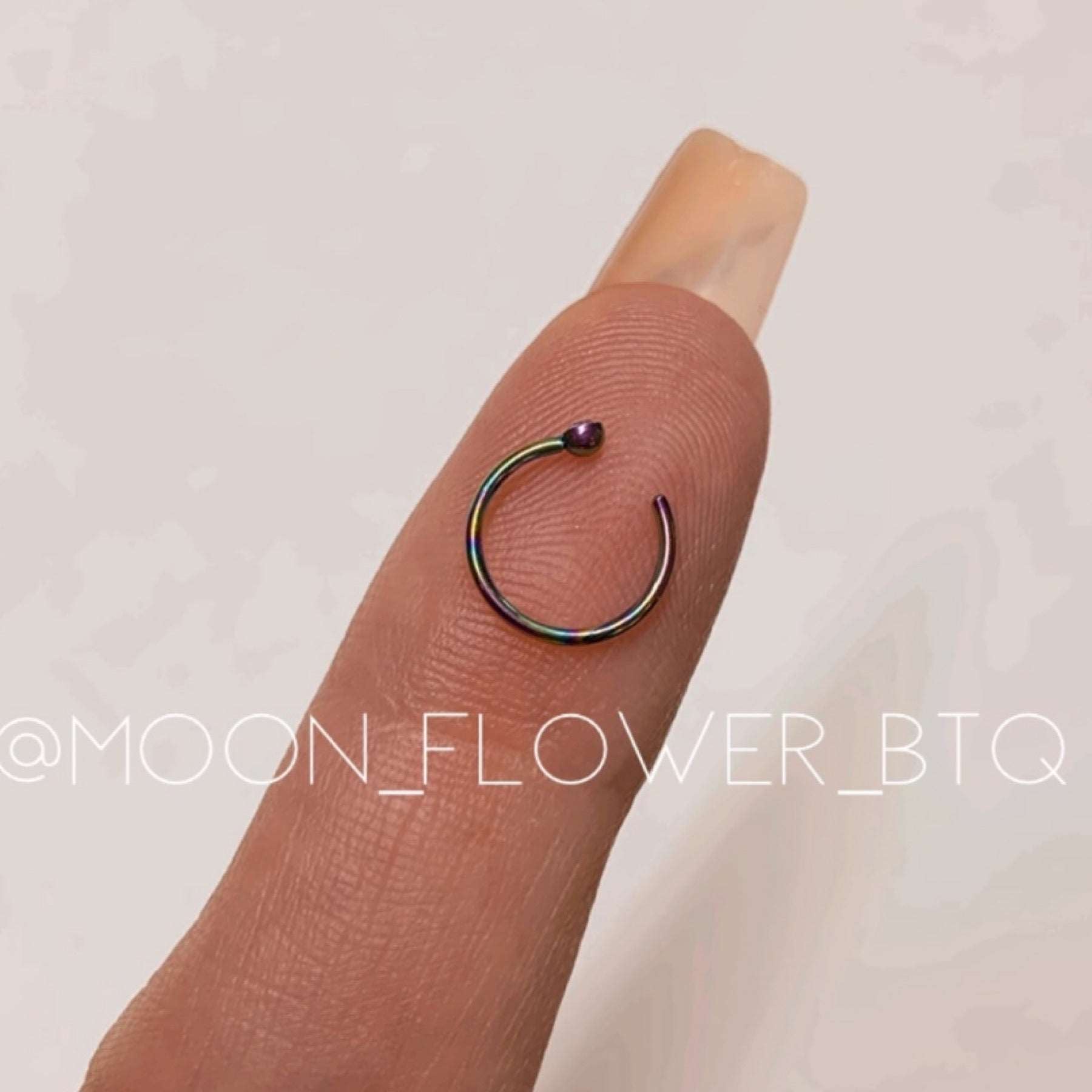 CZ Rainbow Fixed Half Hoop Nose Ring