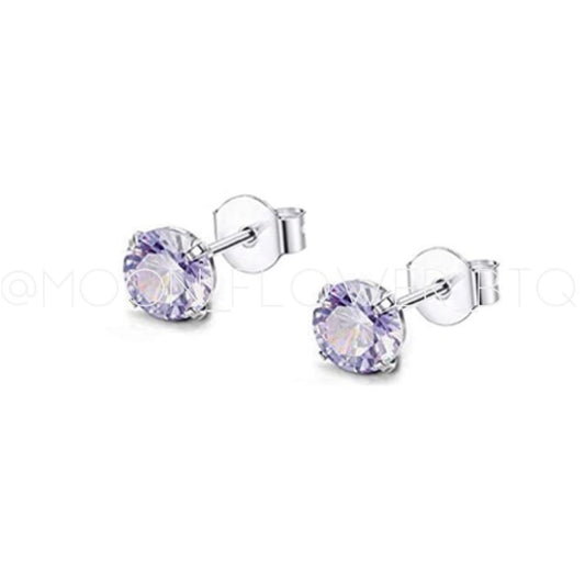 Purple CZ Stud Earrings