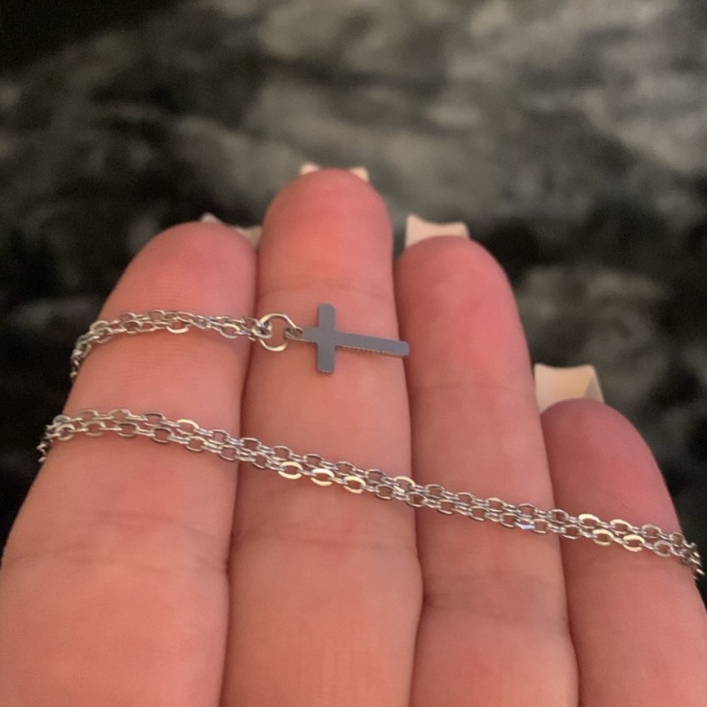 Tiny Simple Minimalist Silver Cross Necklace