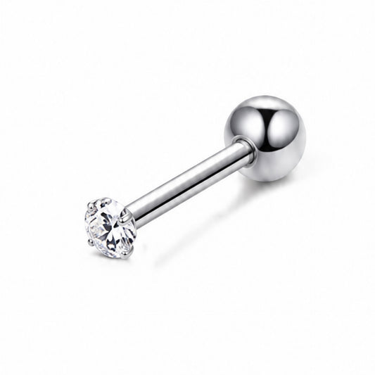 Tiny Clear CZ Barbell Earring