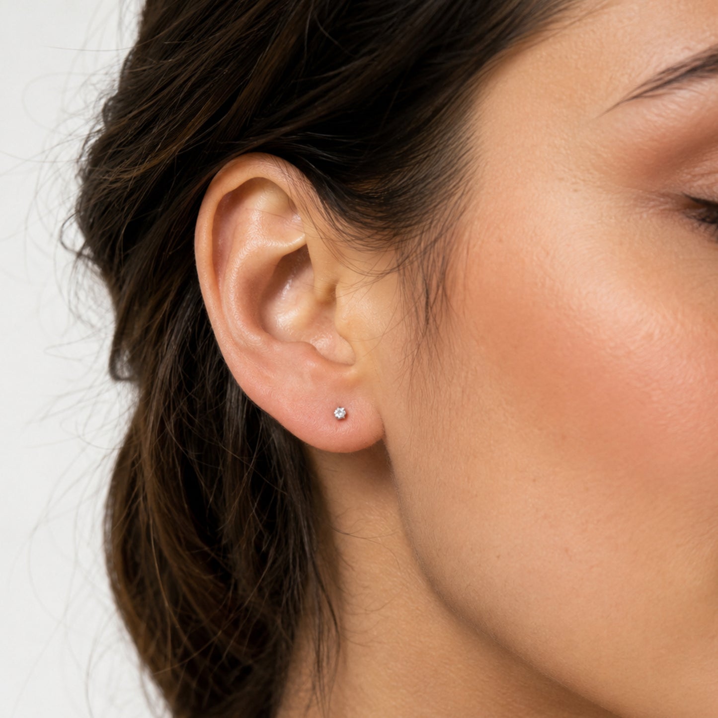 Tiny Clear CZ Barbell Earring