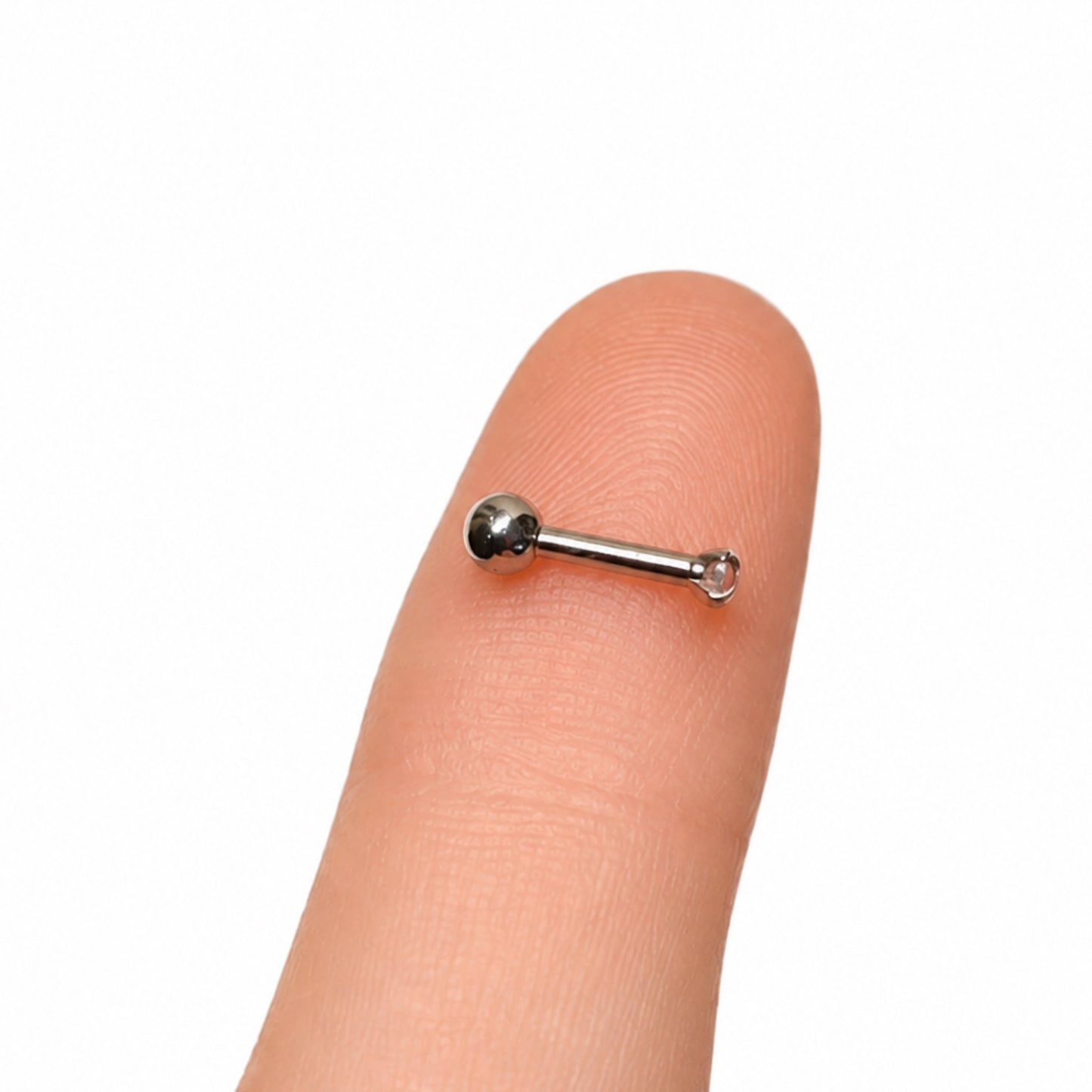 Tiny Clear CZ Barbell Earring