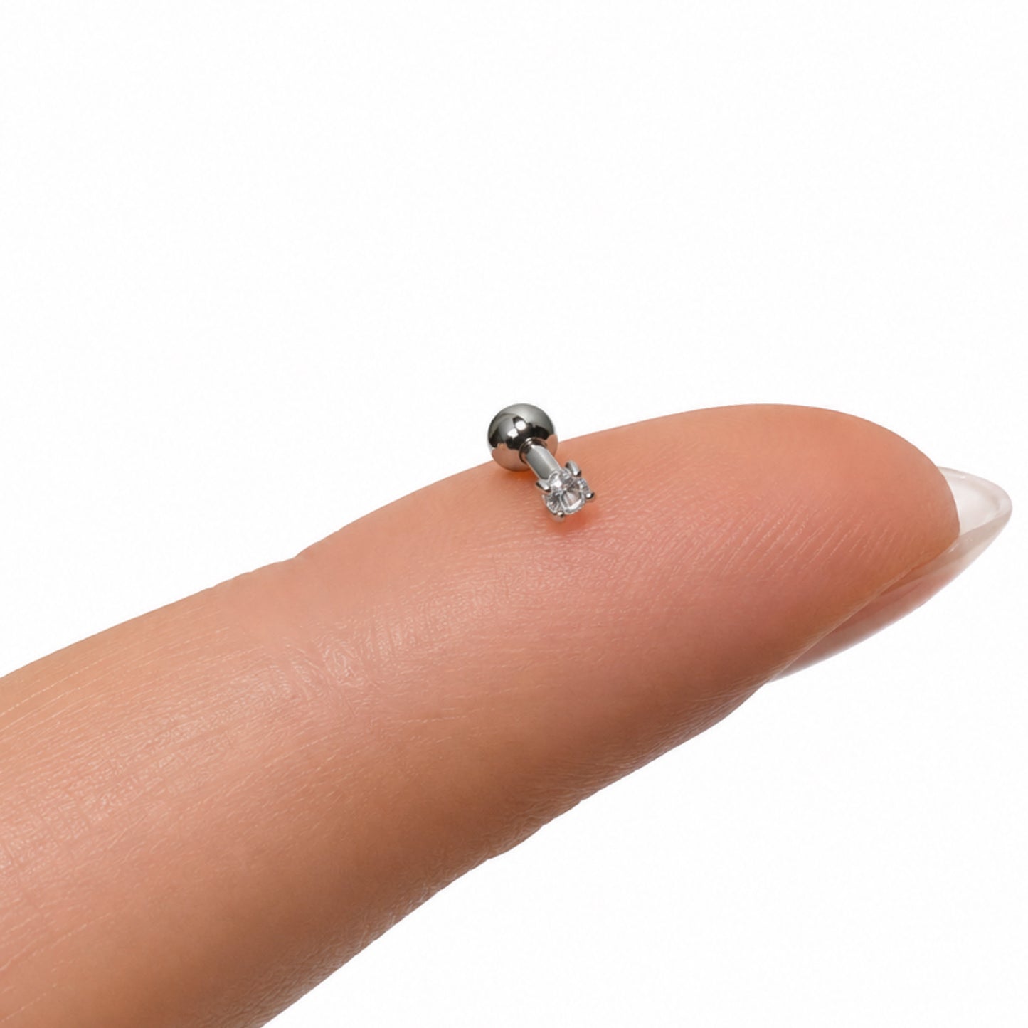 Tiny Clear CZ Barbell Earring