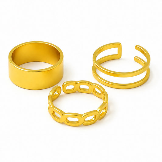 Gold Adjustable Ring Set