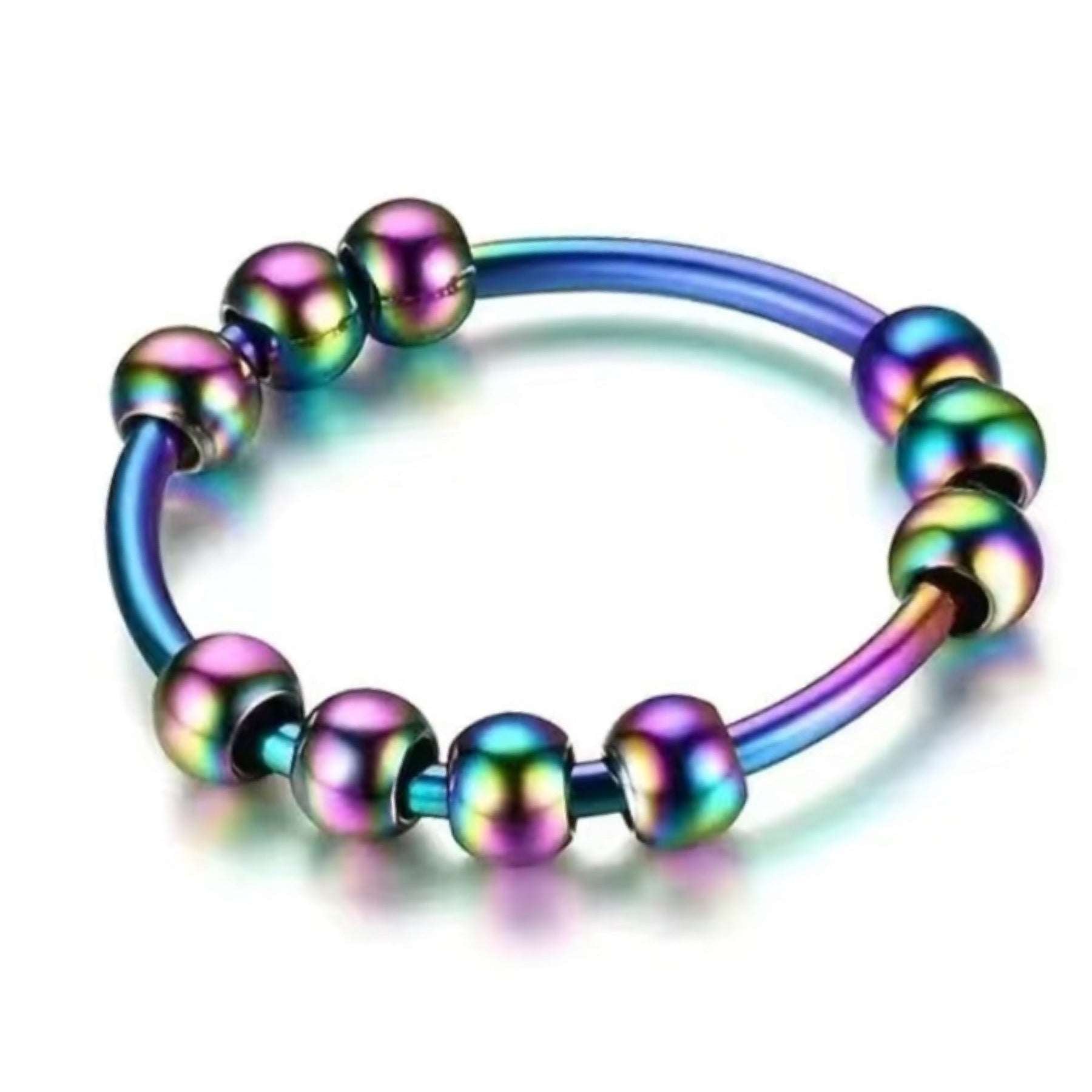 Rainbow Moving Beads Anxiety Fidget Ring