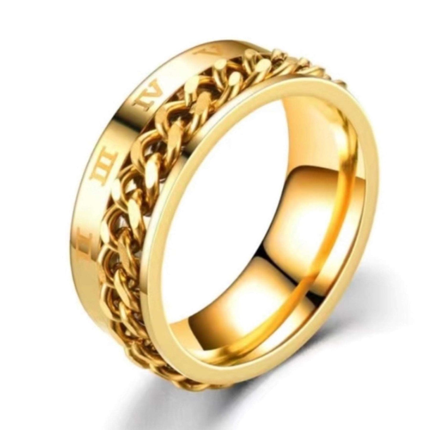 Gold Roman Numeral Chain Anxiety Fidget Spinner Ring